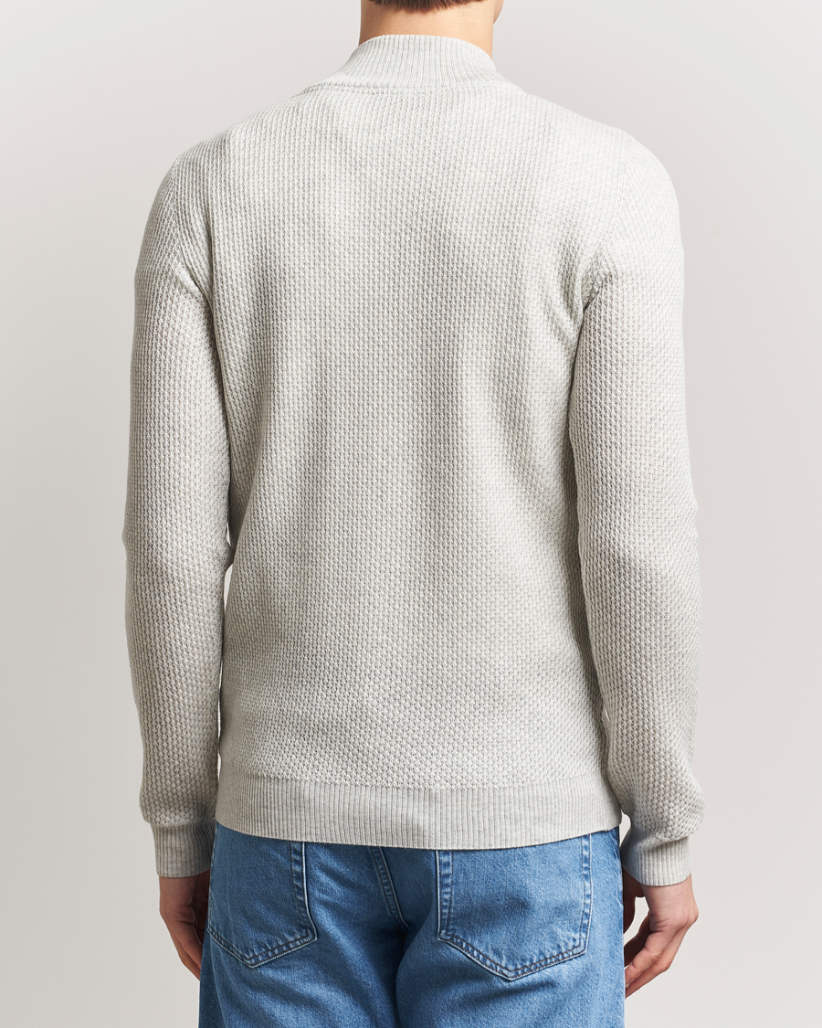 Men | Sweaters & Knitwear | Stenströms | Knitted Textured Half-Zip Grey