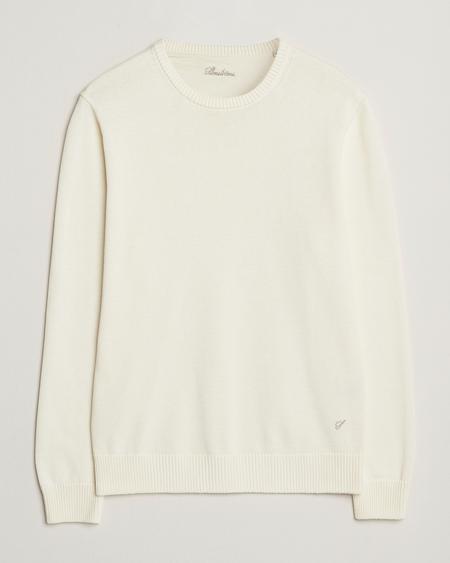 Men | Sweaters & Knitwear | Stenströms | Organic Cotton Knitted Sweater White
