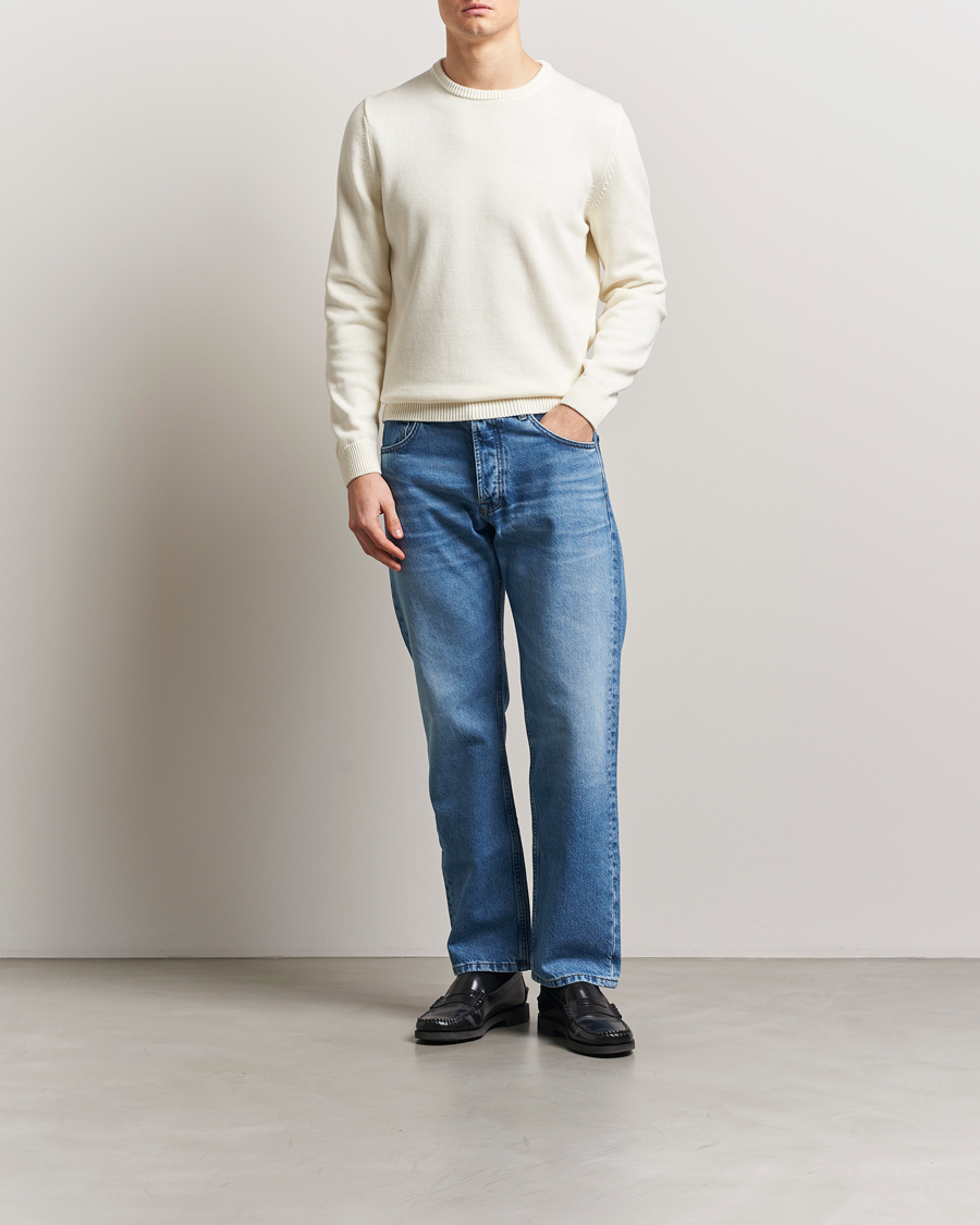 Men | Sweaters & Knitwear | Stenströms | Organic Cotton Knitted Sweater White