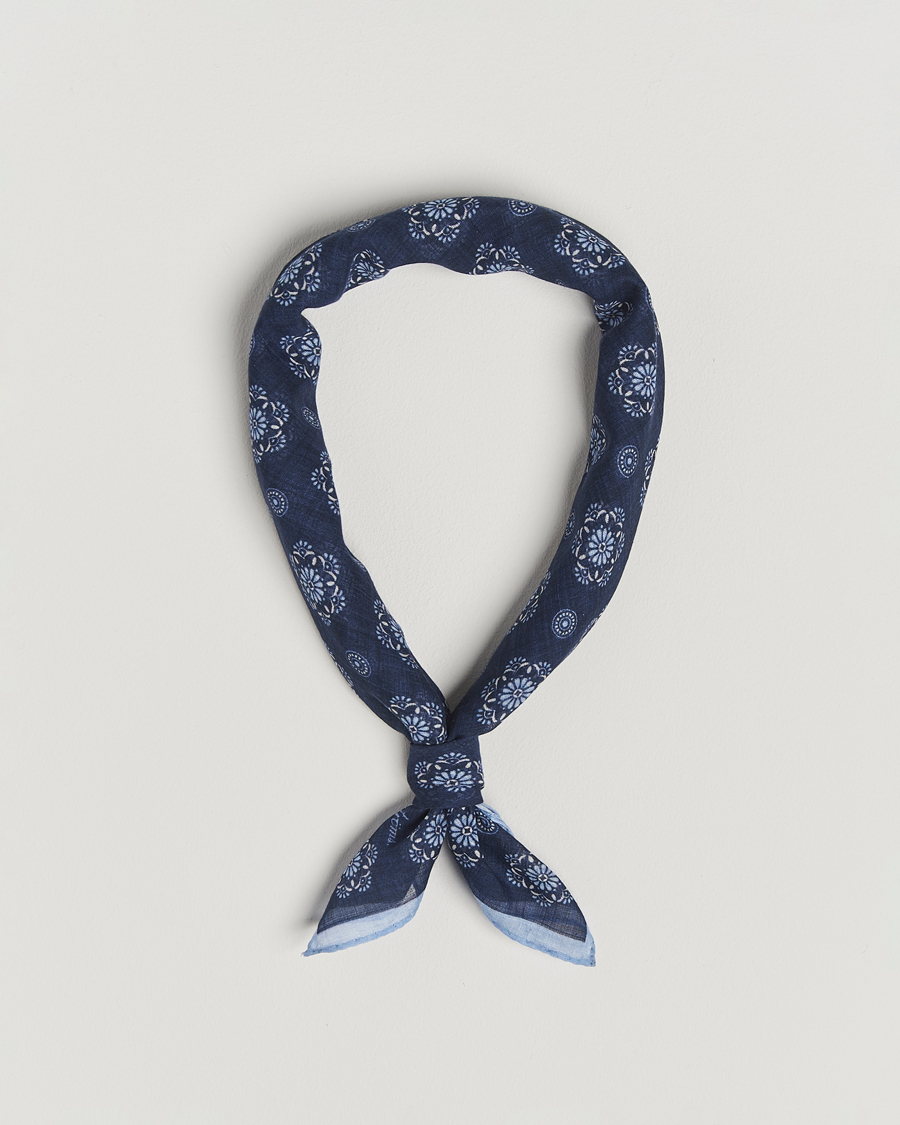 Men | Stenströms Printed Cotton Bandana Navy | Stenströms | Printed Cotton Bandana Navy