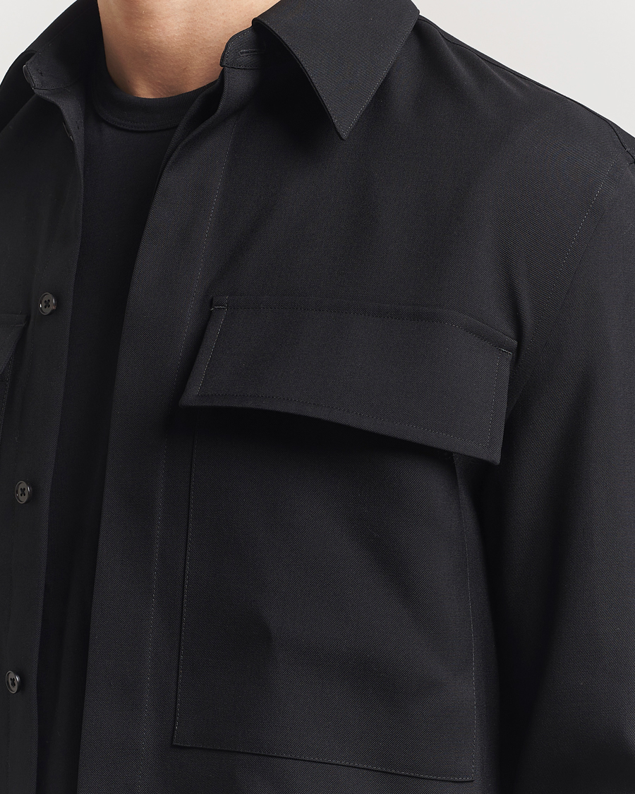 Men | Shirts | Jil Sander | Double Pocket Gabardine Overshirt Black