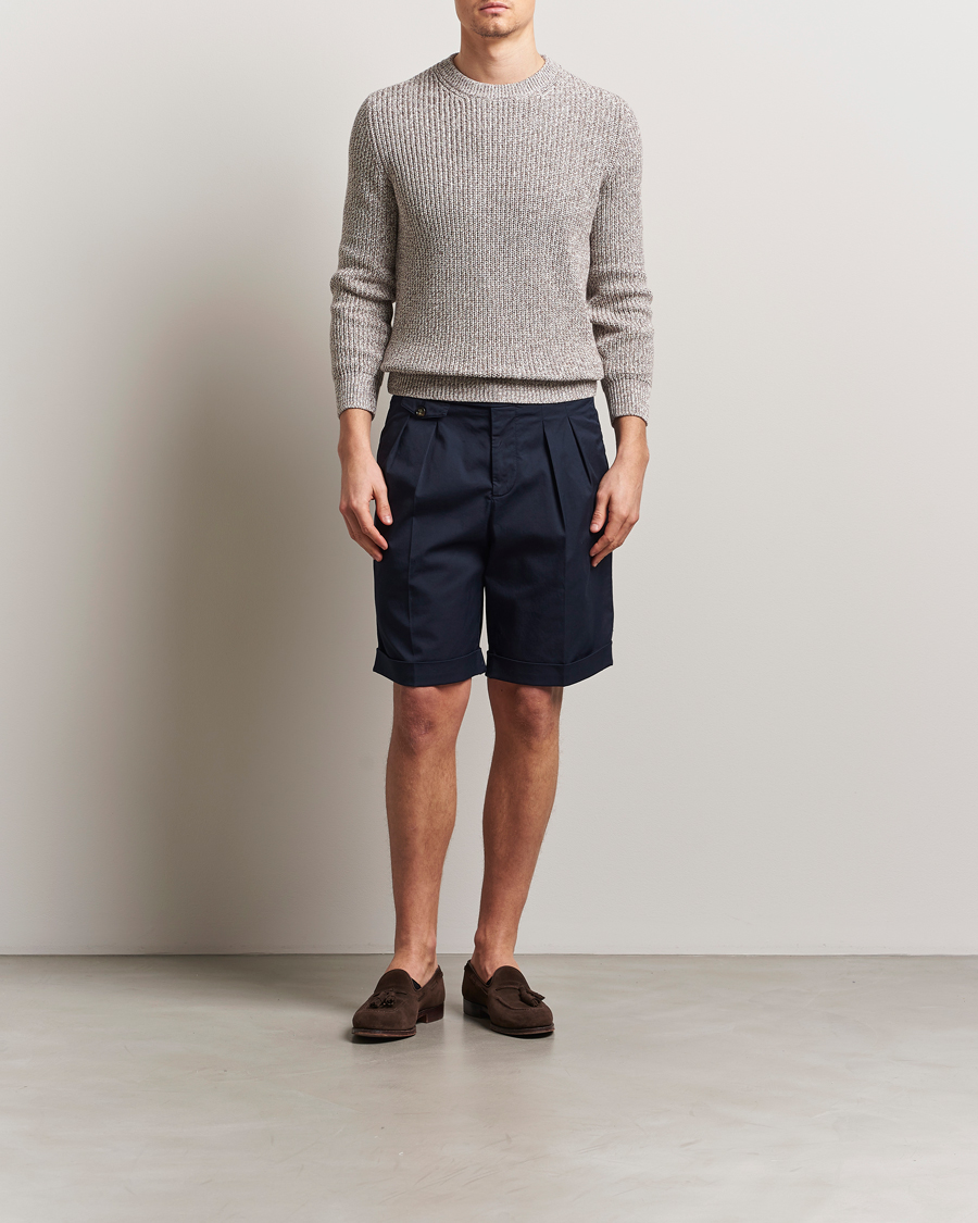 Brunello Cucinelli Cotton Chino Shorts Navy at CareOfCarl.com