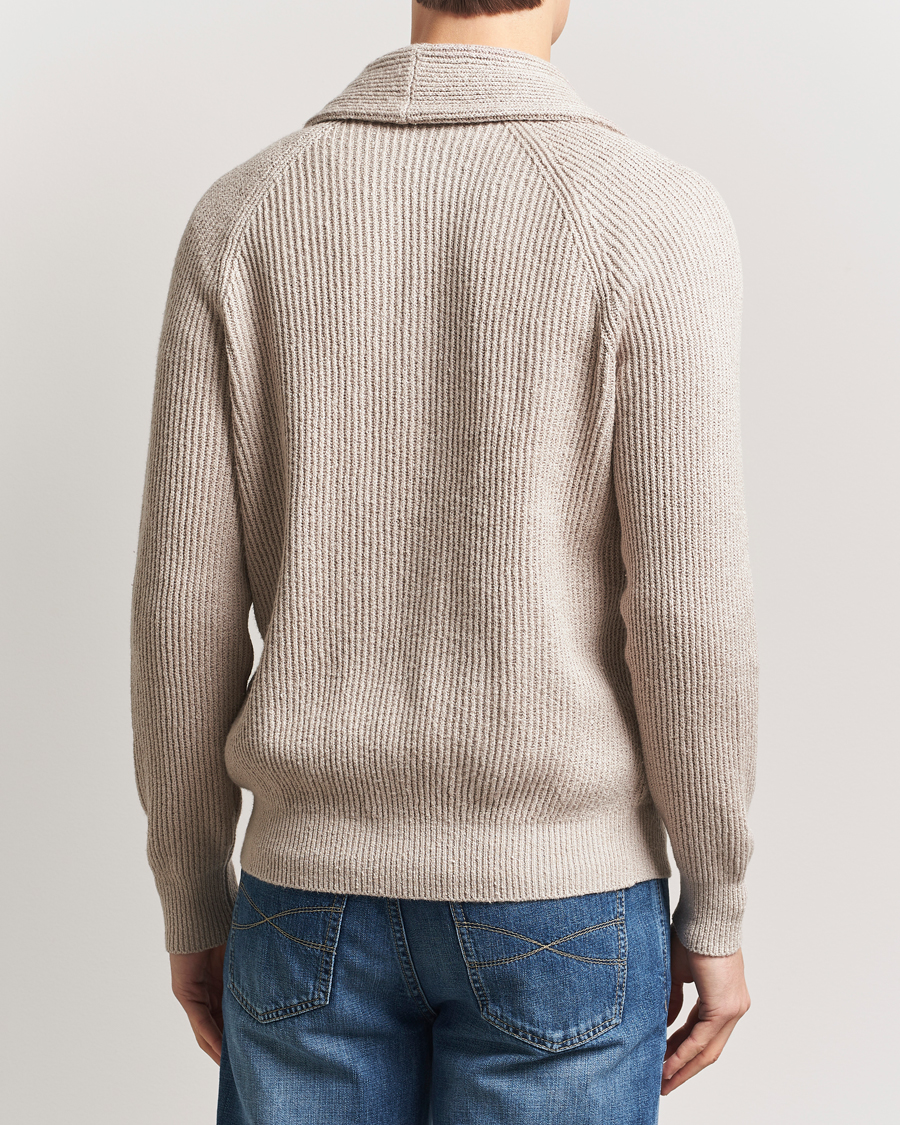 Men | Sweaters & Knitwear | Brunello Cucinelli | Heavy Rib Shawl Cardigan Beige