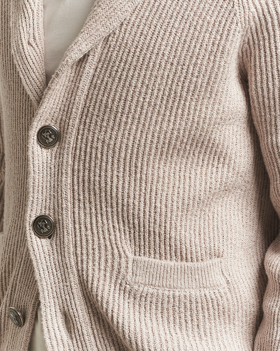 Men | Sweaters & Knitwear | Brunello Cucinelli | Heavy Rib Shawl Cardigan Beige