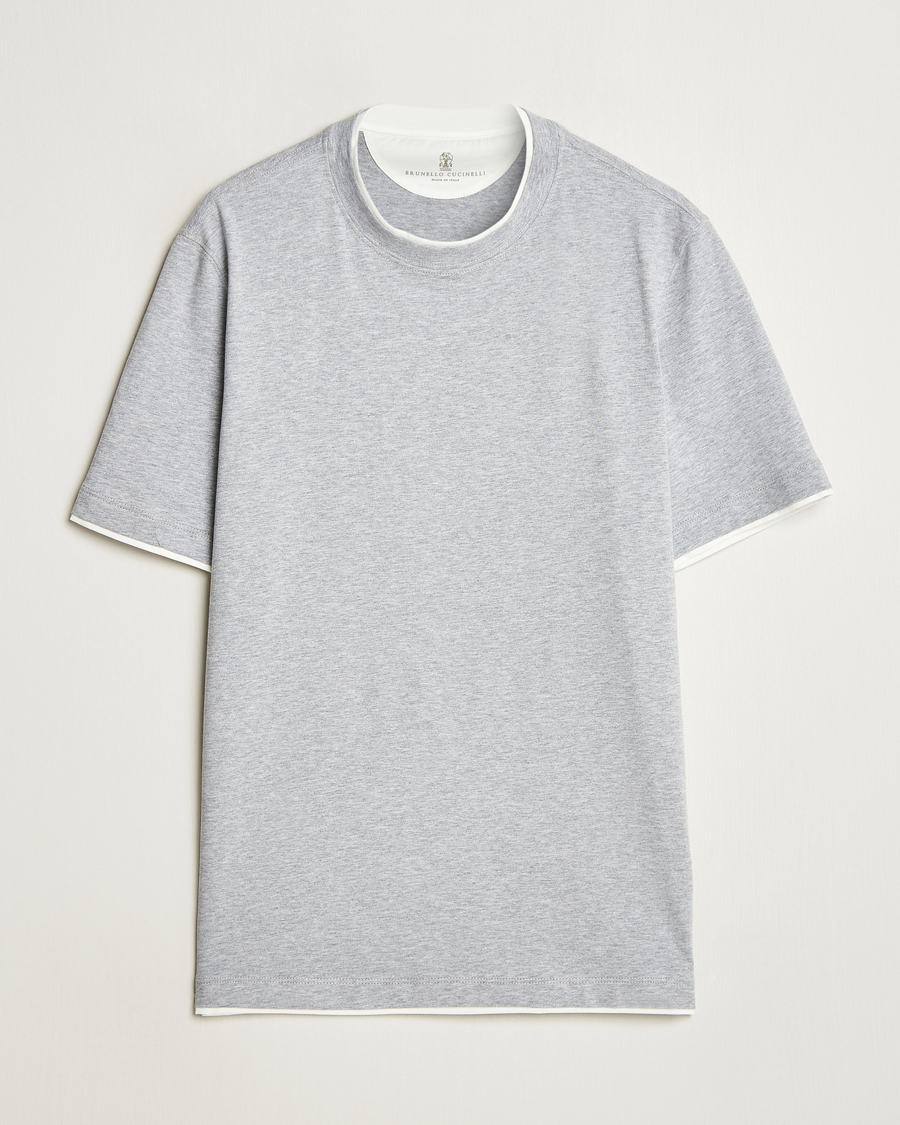 Brunello Cucinelli Short Sleeve Contrast T-Shirt Heather Grey at