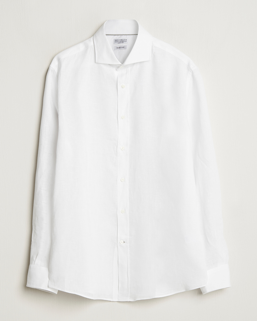 Men | Shirts | Brunello Cucinelli | Easy Fit Linen Shirt White