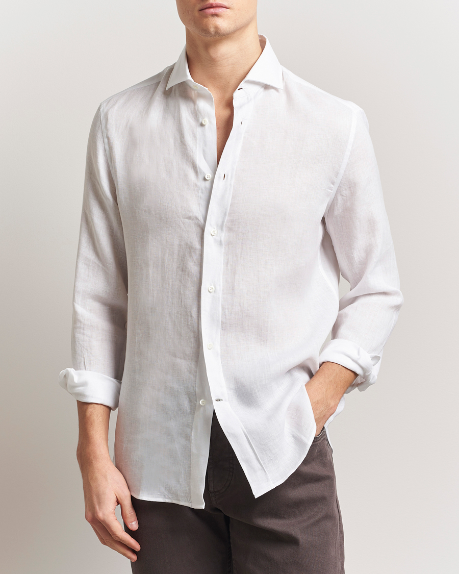 Men | Shirts | Brunello Cucinelli | Easy Fit Linen Shirt White