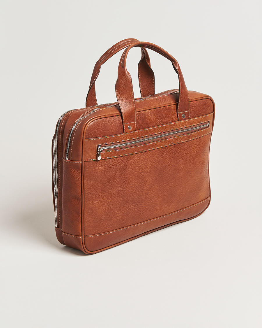 Men | Brunello Cucinelli Grain Leather Briefcase Cognac | Brunello Cucinelli | Grain Leather Briefcase Cognac