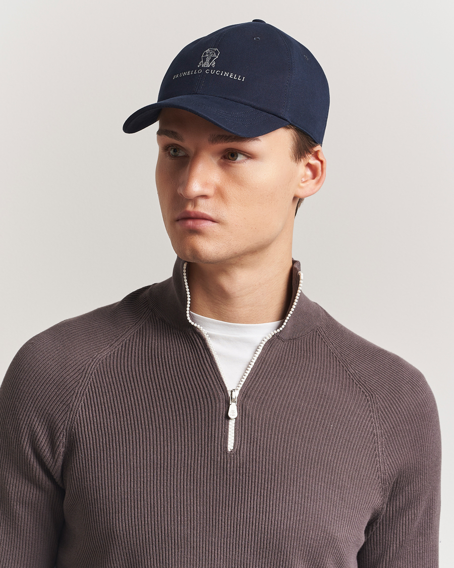 Brunello Cucinelli Twill Cotton Baseball Cap Navy at CareOfCarl.com