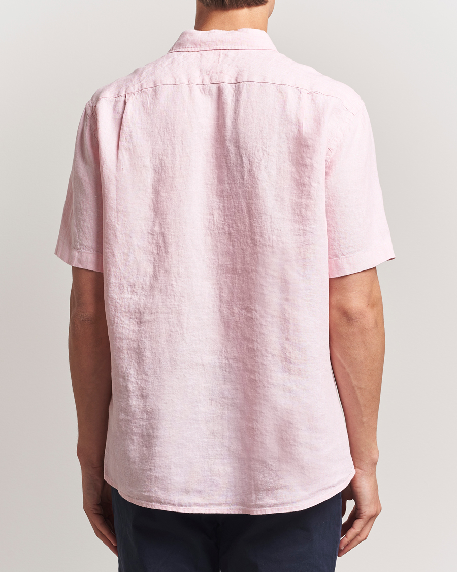 Men | Shirts | Charles Tyrwhitt | Pure Linen Short Sleeve Slim Fit Shirt Pink