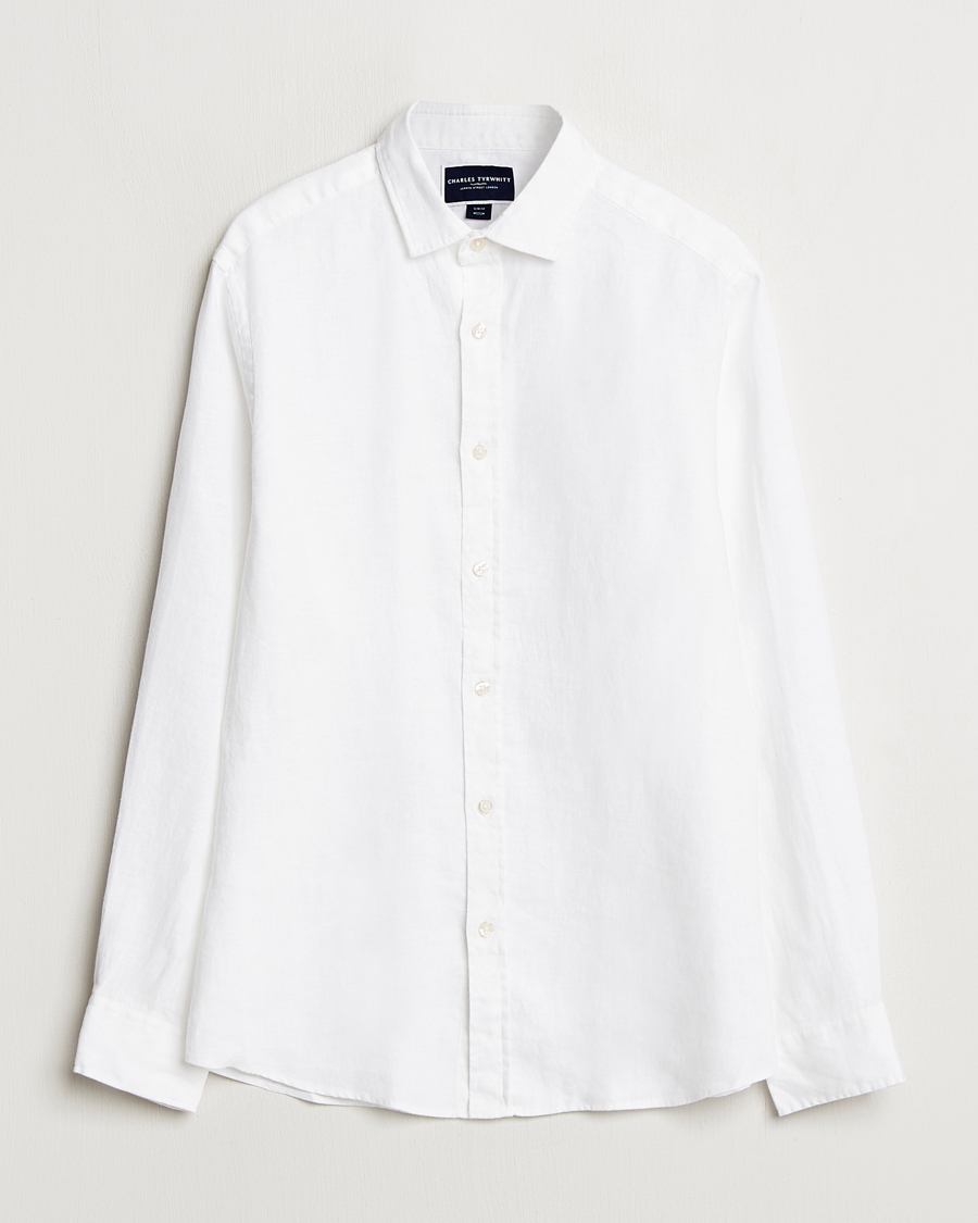 Men | Shirts | Charles Tyrwhitt | Pure Linen Slim Fit Shirt White
