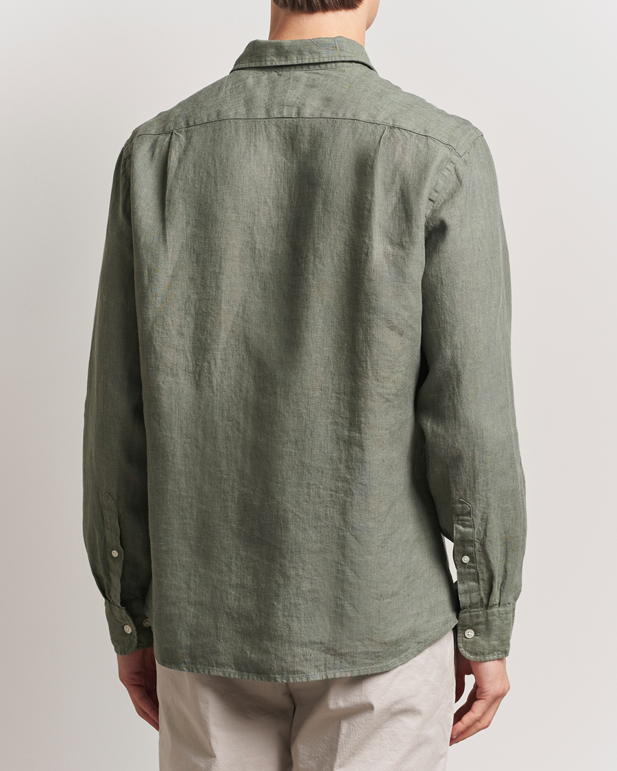 Men | Shirts | Charles Tyrwhitt | Pure Linen Slim Fit Shirt Olive