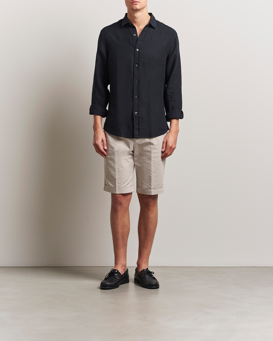 Men | Shirts | Charles Tyrwhitt | Pure Linen Slim Fit Shirt Black