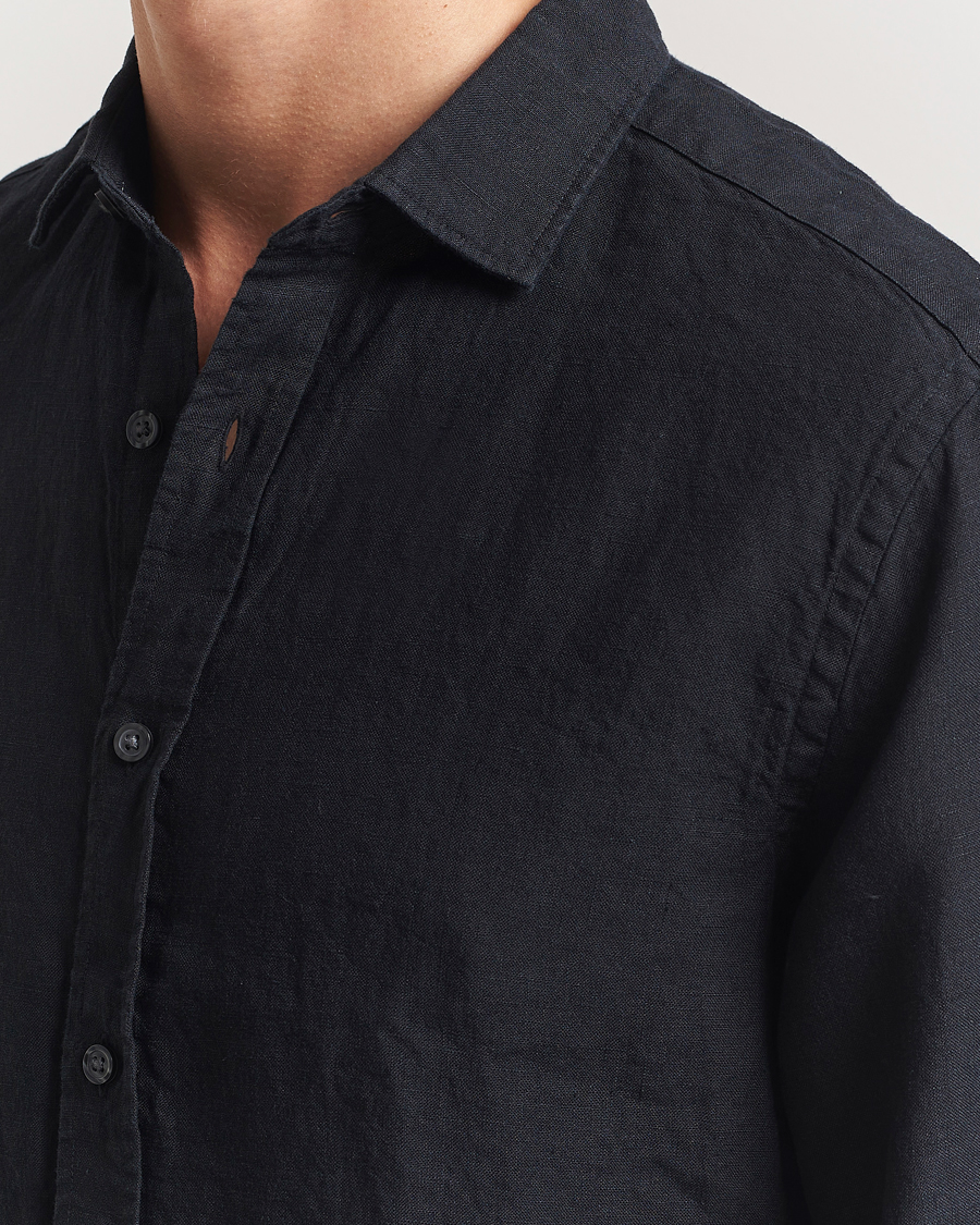 Men | Shirts | Charles Tyrwhitt | Pure Linen Slim Fit Shirt Black