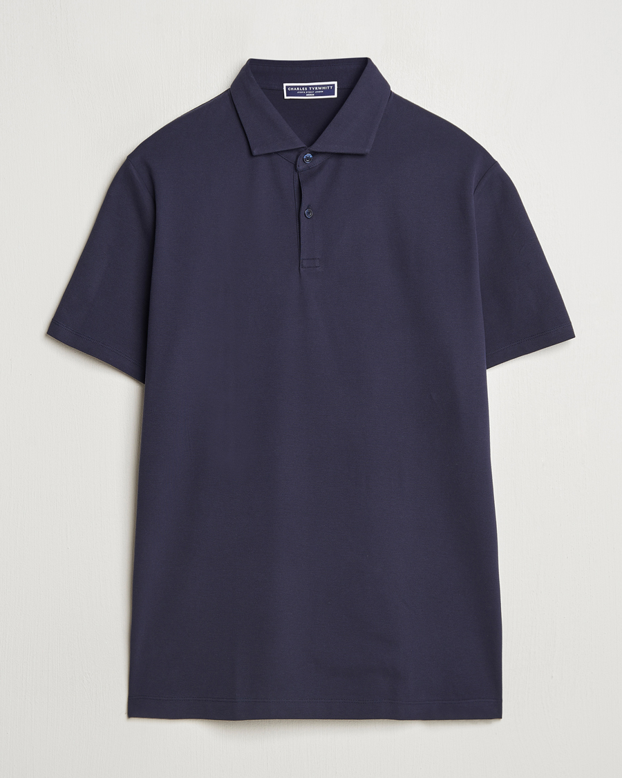 Men | Polo Shirts | Charles Tyrwhitt | Short Sleeve Cotton Pique Polo Navy