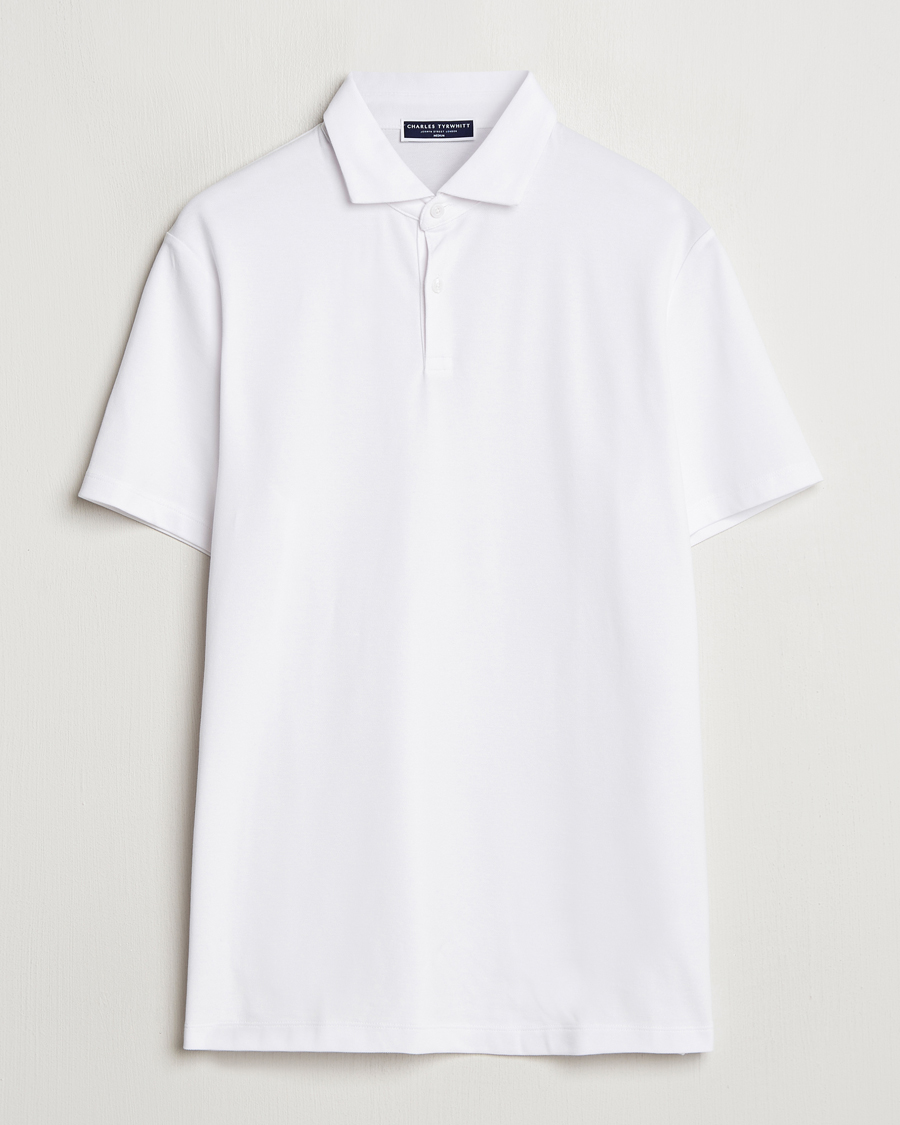 Men | Polo Shirts | Charles Tyrwhitt | Short Sleeve Cotton Pique Polo White