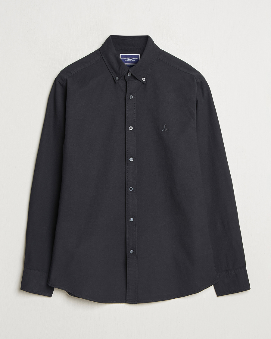 Men | Shirts | Charles Tyrwhitt | Button Down Stretch Oxford Shirt Black