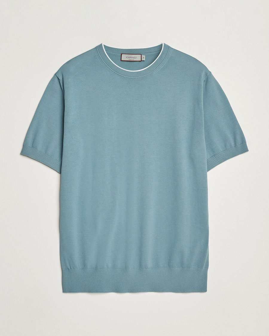 Men | T-Shirts | Canali | Contrast Short Sleeve T-Shirt Teal