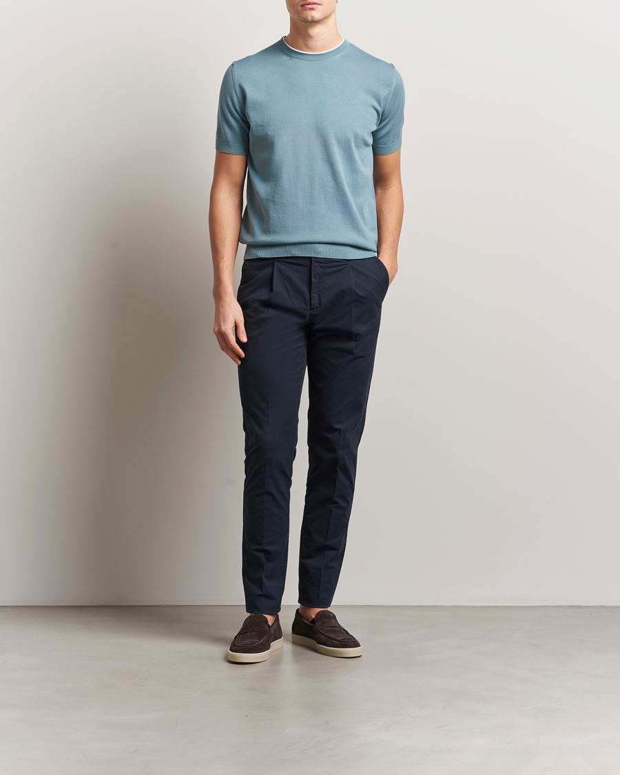 Men | T-Shirts | Canali | Contrast Short Sleeve T-Shirt Teal