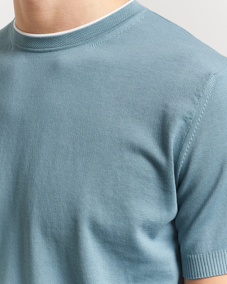 Men | T-Shirts | Canali | Contrast Short Sleeve T-Shirt Teal