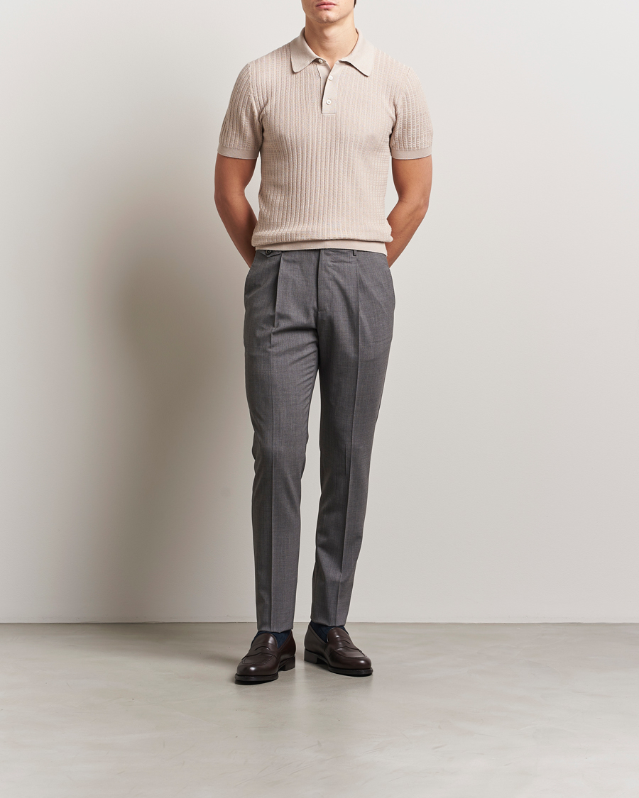 Men | Polo Shirts | Canali | Jacquard Short Sleeve Polo Beige