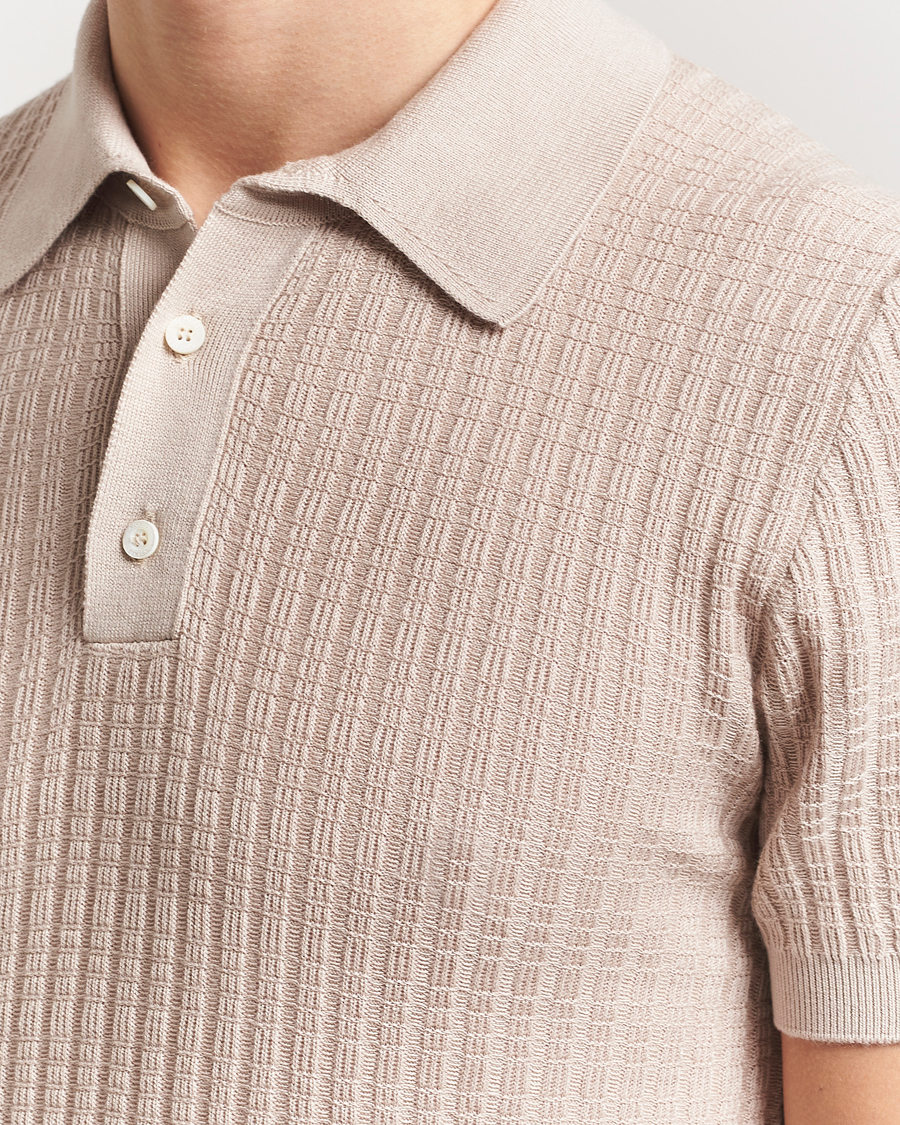 Men | Polo Shirts | Canali | Jacquard Short Sleeve Polo Beige
