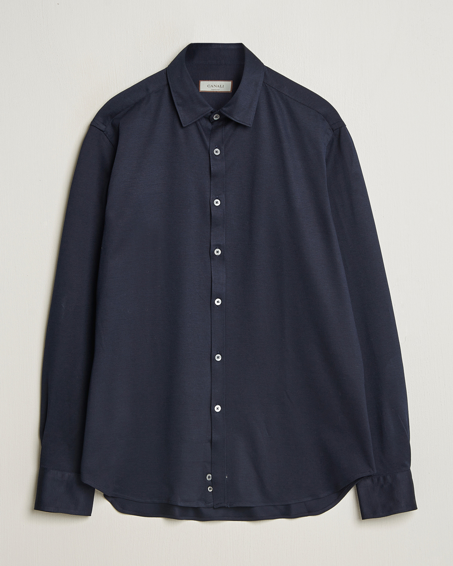 Men | Shirts | Canali | Slim Fit Jersey Shirt Navy
