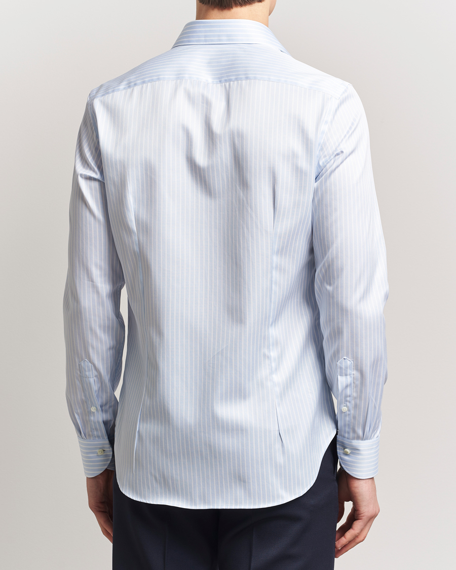 Men | Shirts | Canali | Slim Fit Striped Cotton Shirt Light Blue