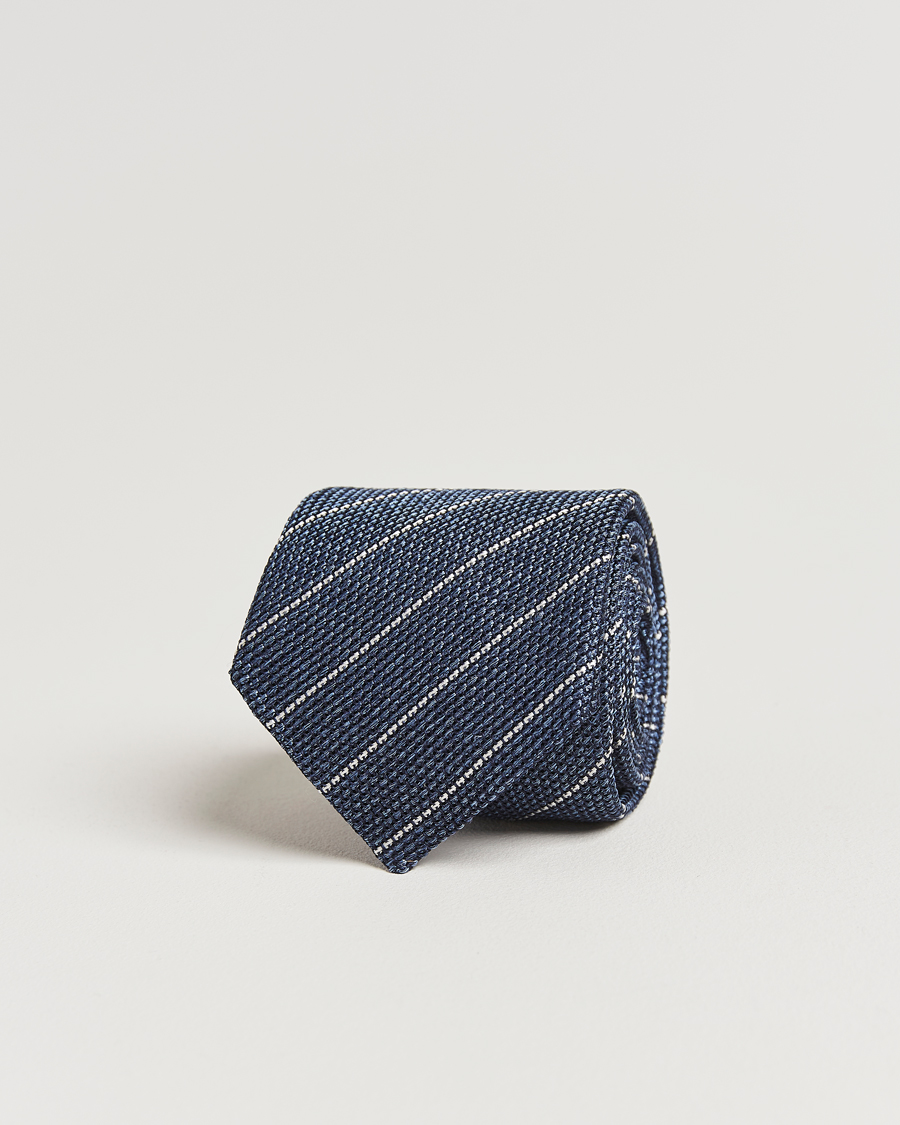 Men | Canali Garza Regimental Stripe Silk Tie Dark Blue | Canali | Garza Regimental Stripe Silk Tie Dark Blue