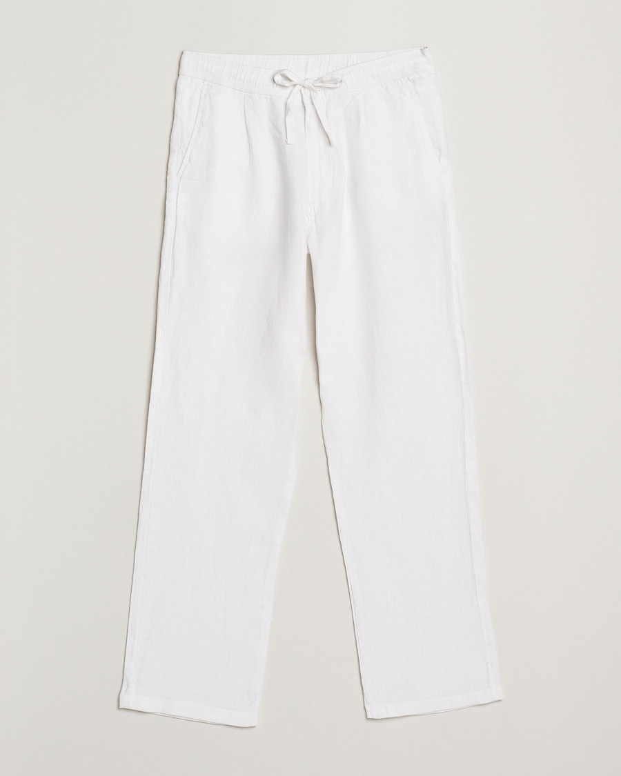 Men | Trousers | KnowledgeCotton Apparel | Loose Linen Pants Bright White
