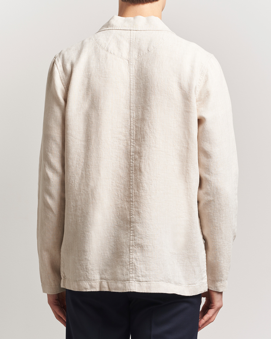 Men | Shirts | KnowledgeCotton Apparel | Linen Overshirt Light Feather Grey
