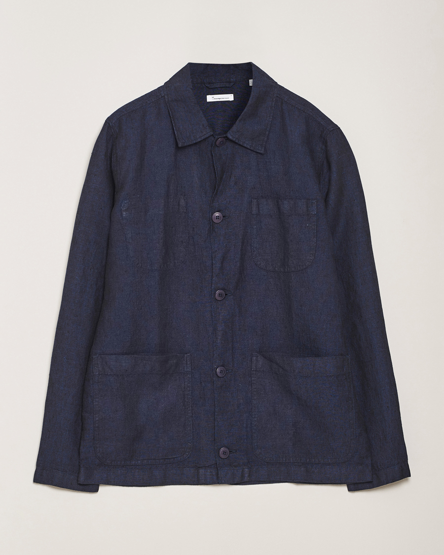 Men | Shirts | KnowledgeCotton Apparel | Linen Overshirt Total Eclipse
