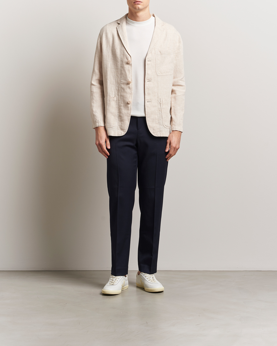 Men | Blazers | KnowledgeCotton Apparel | Linen Blazer Light Feather Grey