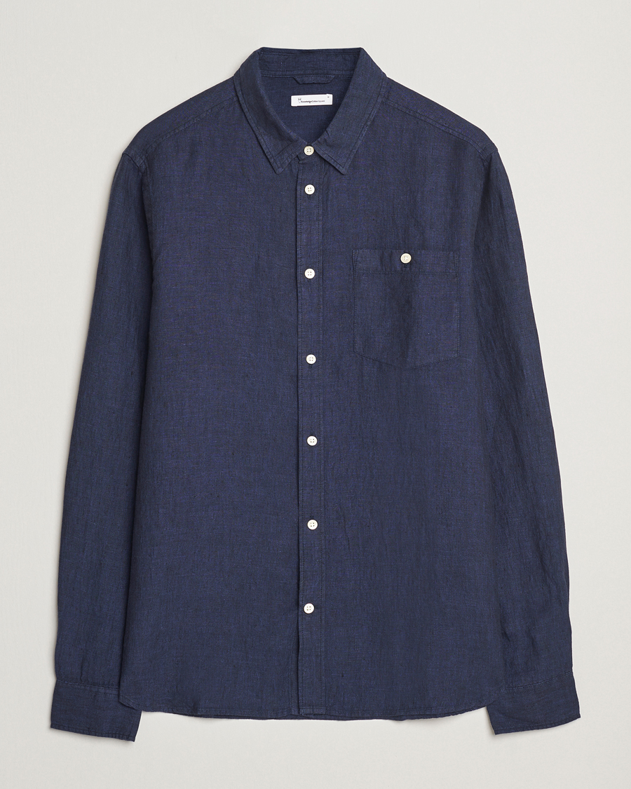 Men | Shirts | KnowledgeCotton Apparel | Regular Linen Shirt Total Eclipse