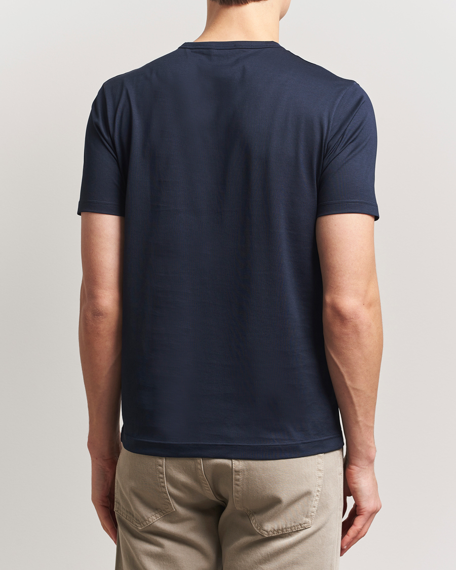 Men | T-Shirts | Sunspel | Crew Neck Q82 Cotton T-Shirt Midnight Navy
