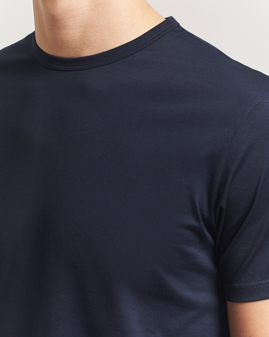 Men | T-Shirts | Sunspel | Crew Neck Q82 Cotton T-Shirt Midnight Navy