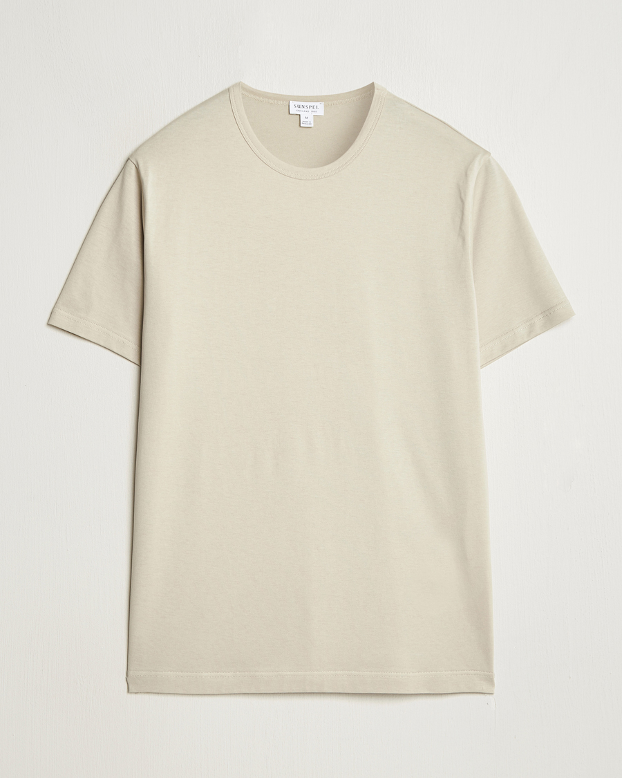 Men | T-Shirts | Sunspel | Crew Neck Q82 Cotton T-Shirt Ash Grey