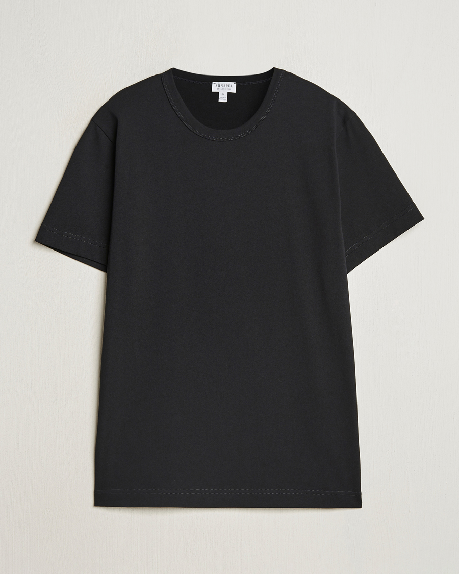 Men | T-Shirts | Sunspel | Single Jersey Supima Cotton T-Shirt Black