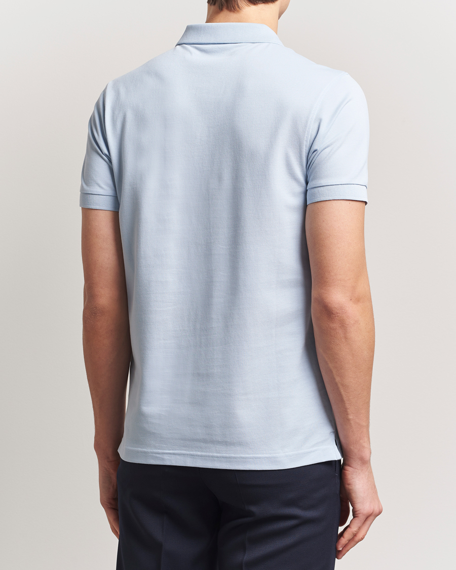 Men | Polo Shirts | Sunspel | Supima Cotton Short Sleeve Pique Polo Blue Mist