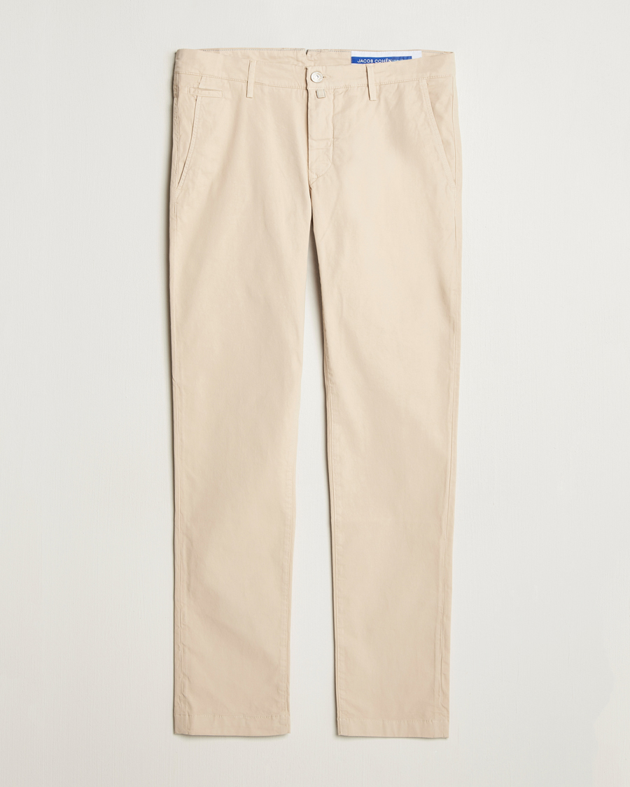 Men | Trousers | Jacob Cohën | Bobby Cotton Gabardine Chinos Beige