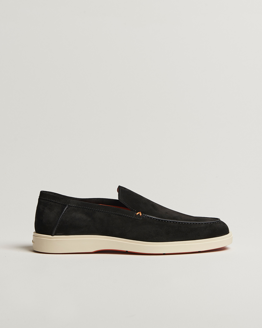 Men | Santoni Detroit Loafers Black Suede | Santoni | Detroit Loafers Black Suede