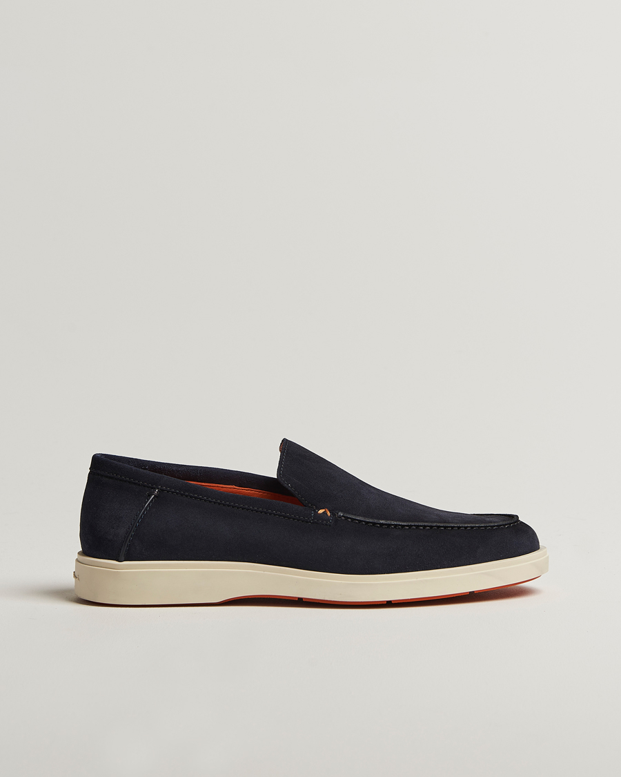 Men | Santoni Detroit Loafers Navy Suede | Santoni | Detroit Loafers Navy Suede