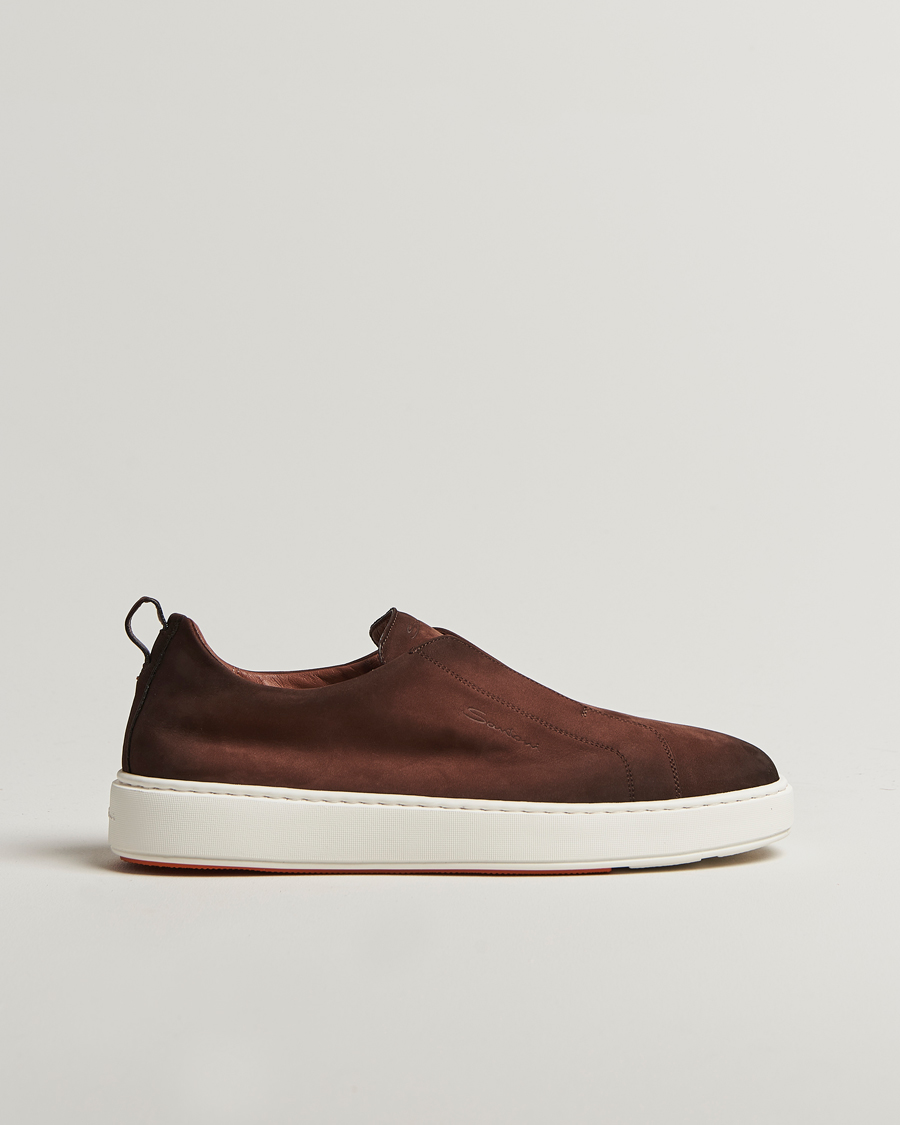 Santoni Cleanic No Lace Sneakers Brown Nubuck at CareOfCarl.com Santoni Cleanic No Lace Sneakers Brown Nubuck at CareOfCarl.com