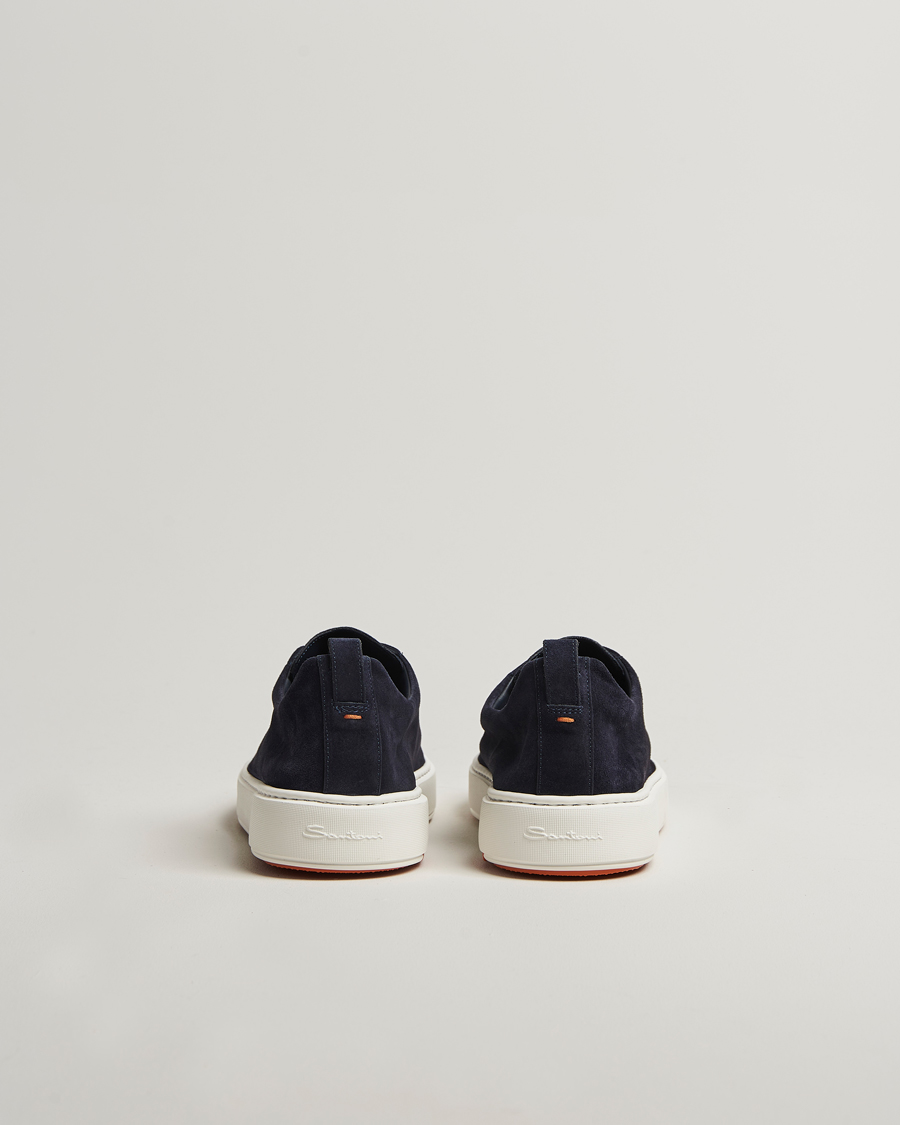 Santoni Cleanic No Lace Sneakers Navy Suede at CareOfCarl.com