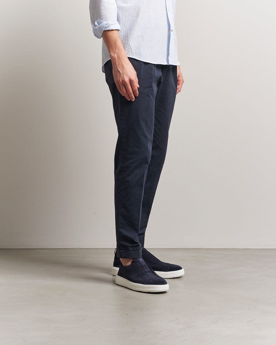Santoni Cleanic No Lace Sneakers Navy Suede at CareOfCarl.com