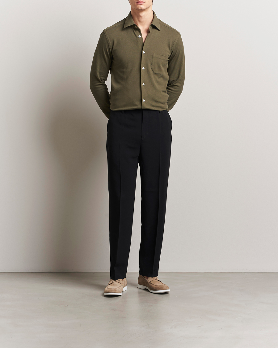 Men | Shirts | Kiton | Jersey Piquet Shirt Militare