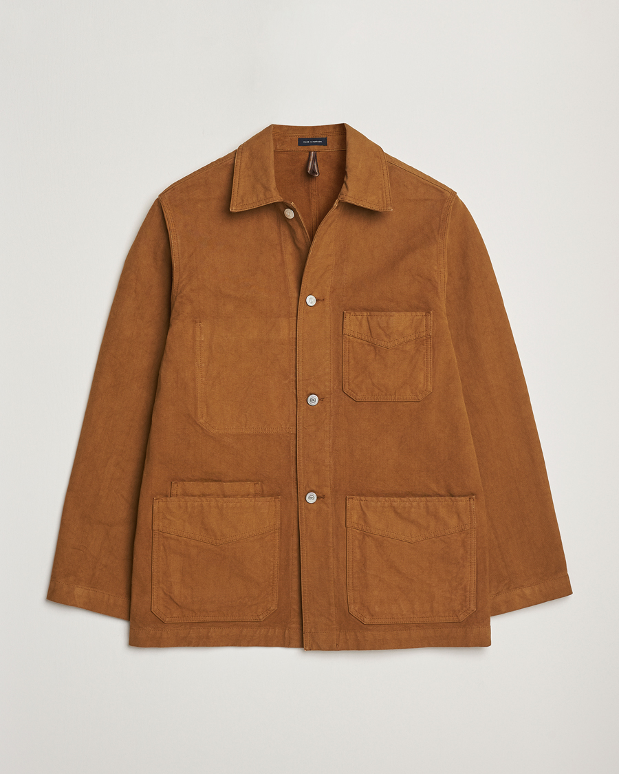 Men | Coats & Jackets | Drake's | Duck Cotton Canvas Chore Jacket Tobacco
