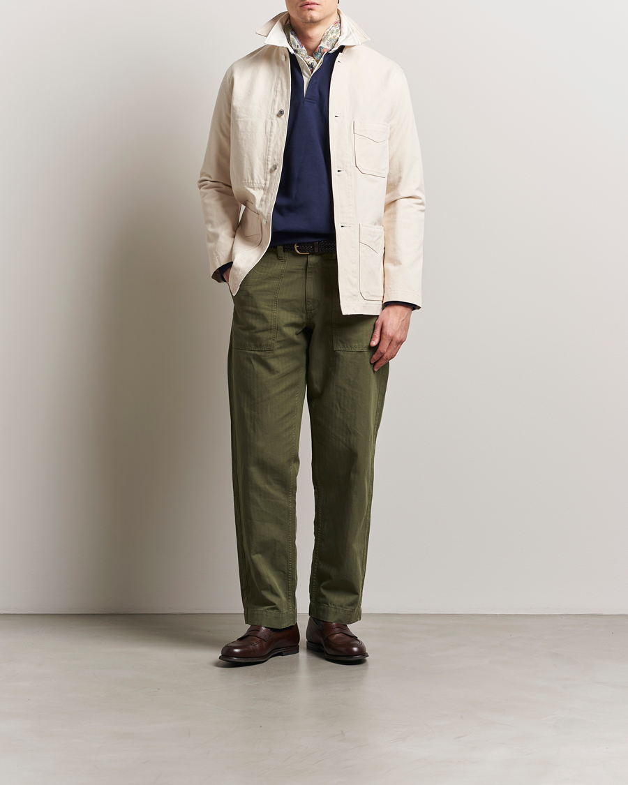 Drake's Duck Cotton Canvas Shore Jacket Natural at CareOfCarl.com