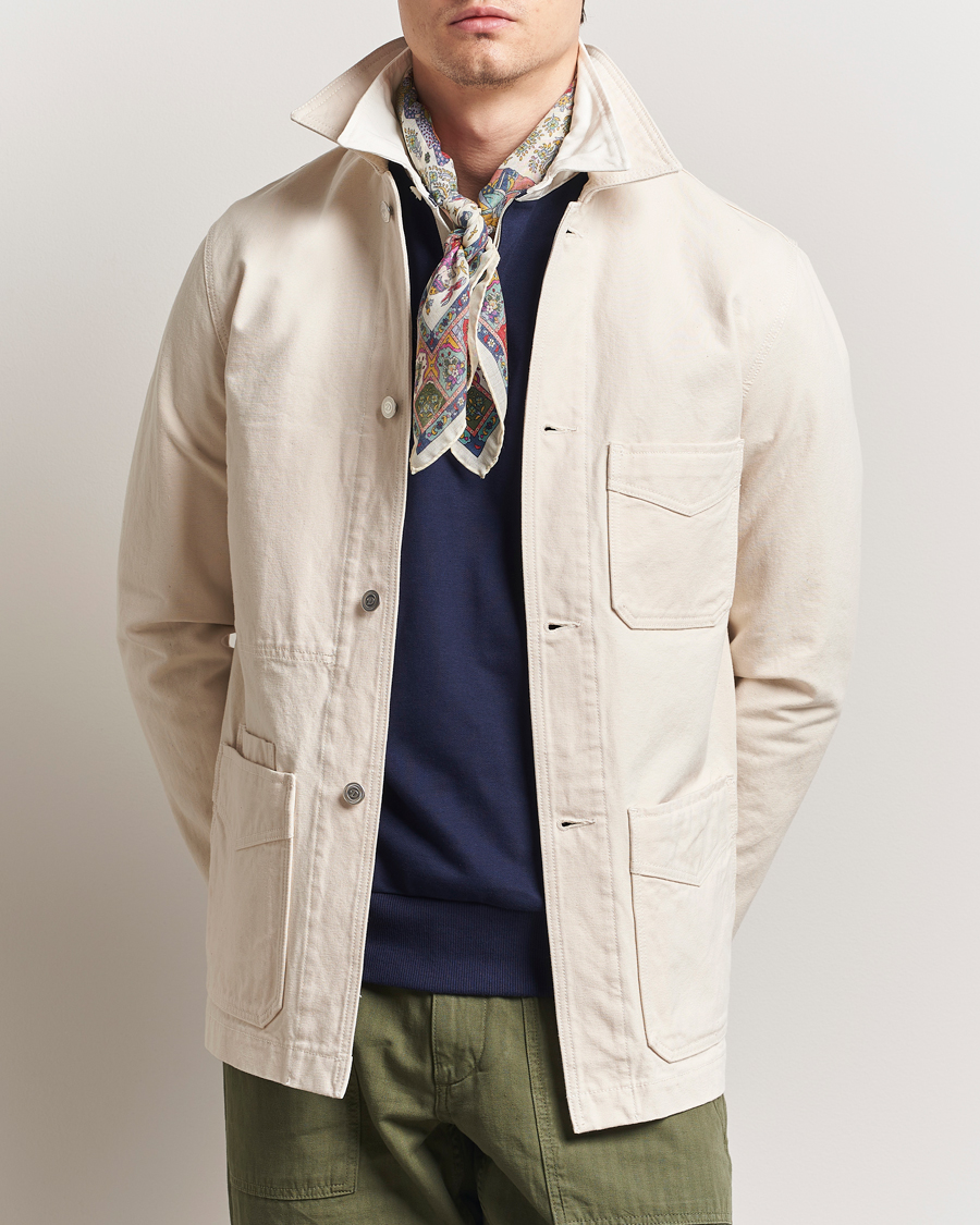 Men | Coats & Jackets | Drake's | Duck Cotton Canvas Shore Jacket Natural