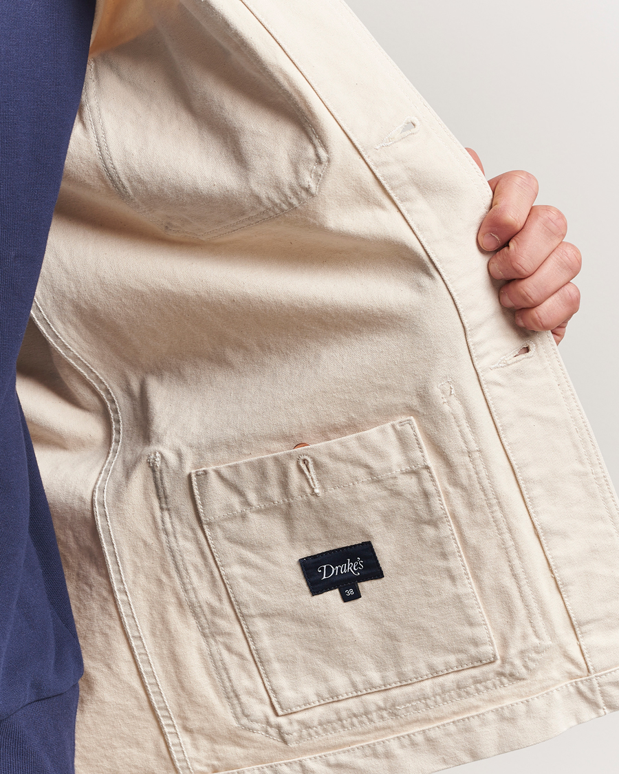 Men | Coats & Jackets | Drake's | Duck Cotton Canvas Shore Jacket Natural